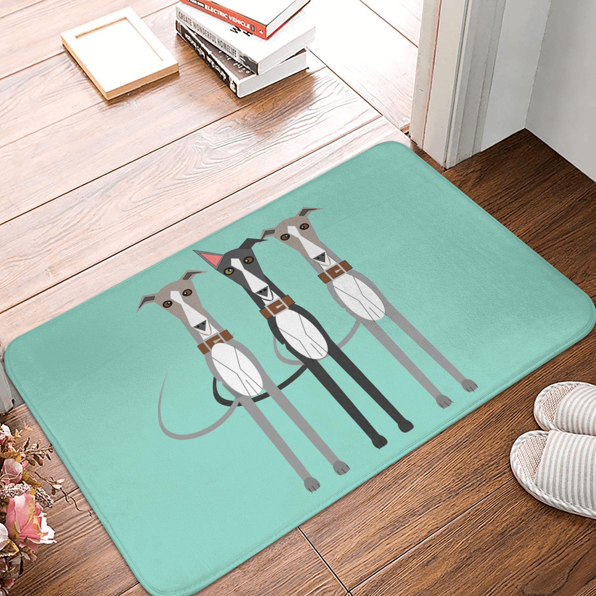 

Funny Cartoon Whippet Dog Doormat Anti-Slip Bath Kitchen Mat Living Room Floor Door Entrance Carpet Rug 40cmx60cm