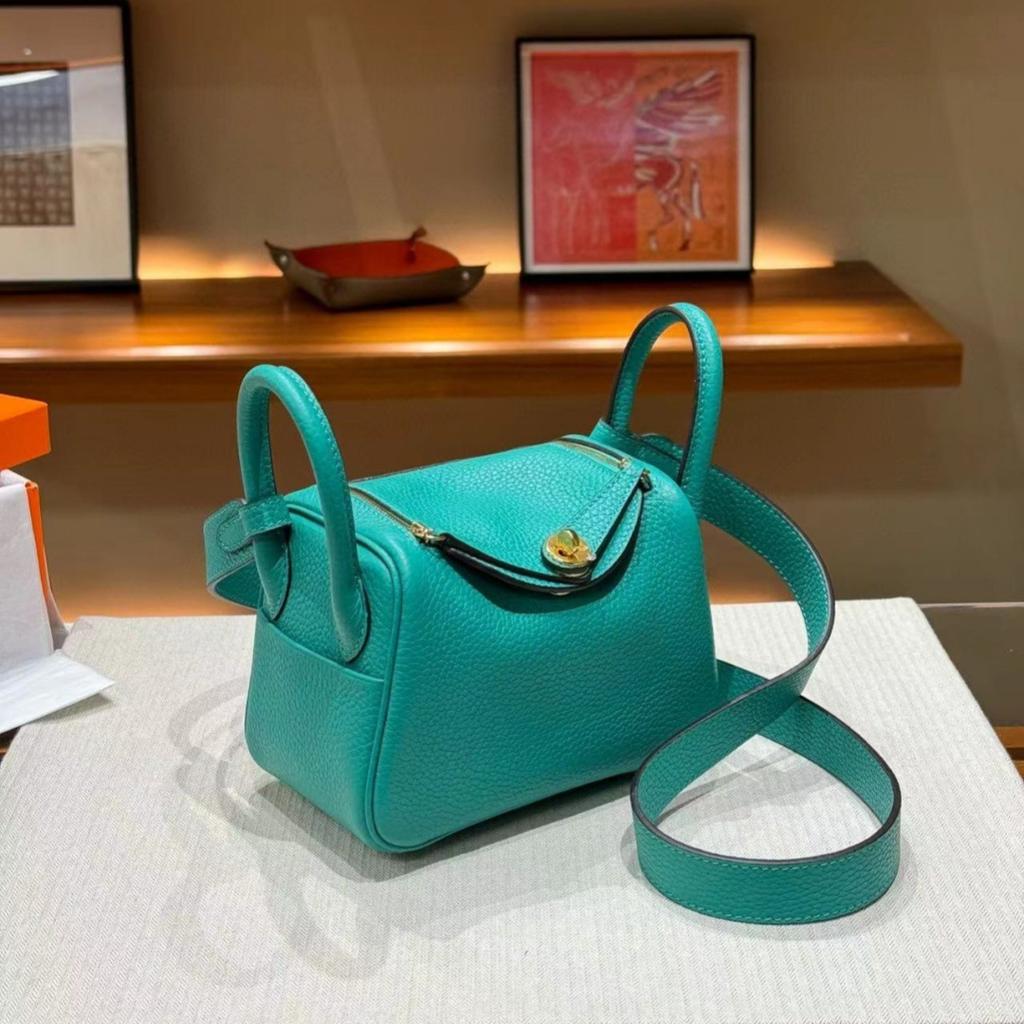 TC Top Layer Cowhide Leather Luxury Women's Bag New Style Single Compartment Retro Doctor's Bag Wooden Handle Bag 100 Styles Women's Bag