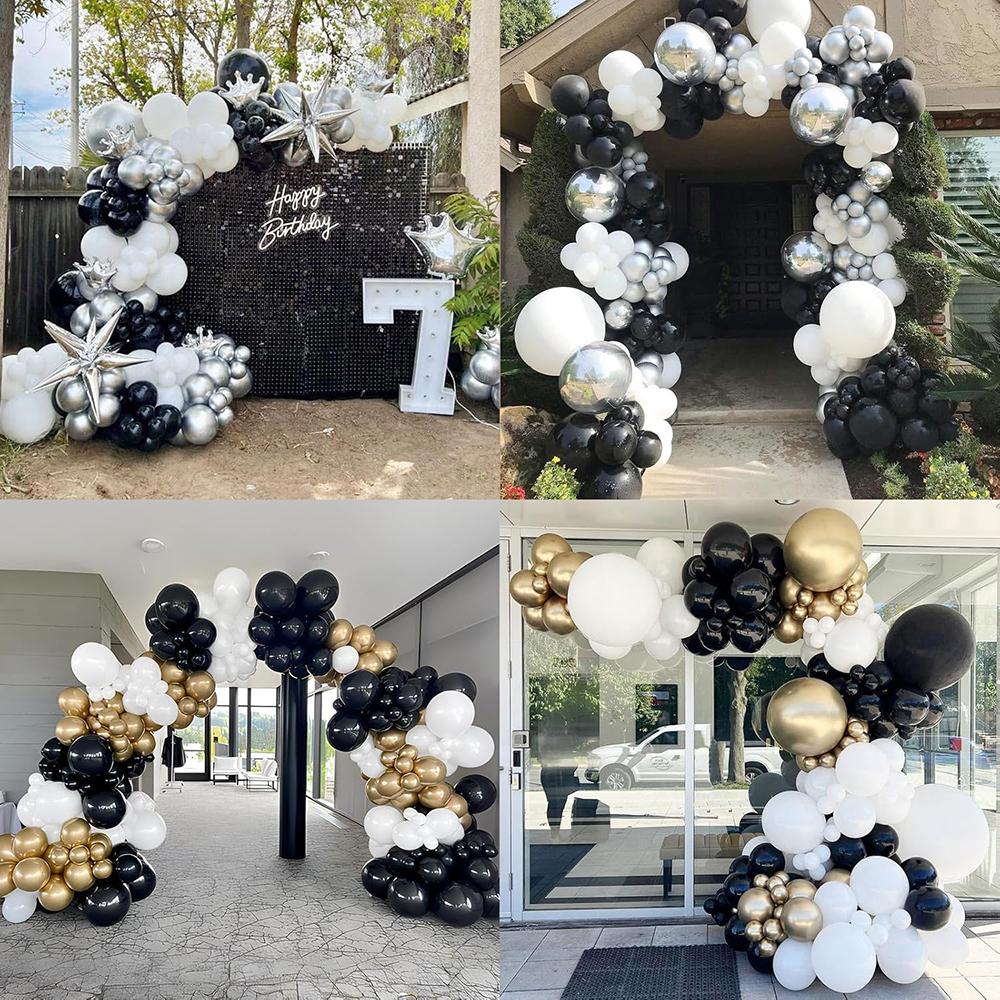 Black White Balloons Garland Arch Kit Birthday Party Decor Latex Ballon Baby Shower Bridal Shower Wedding Anniversary Decoration
