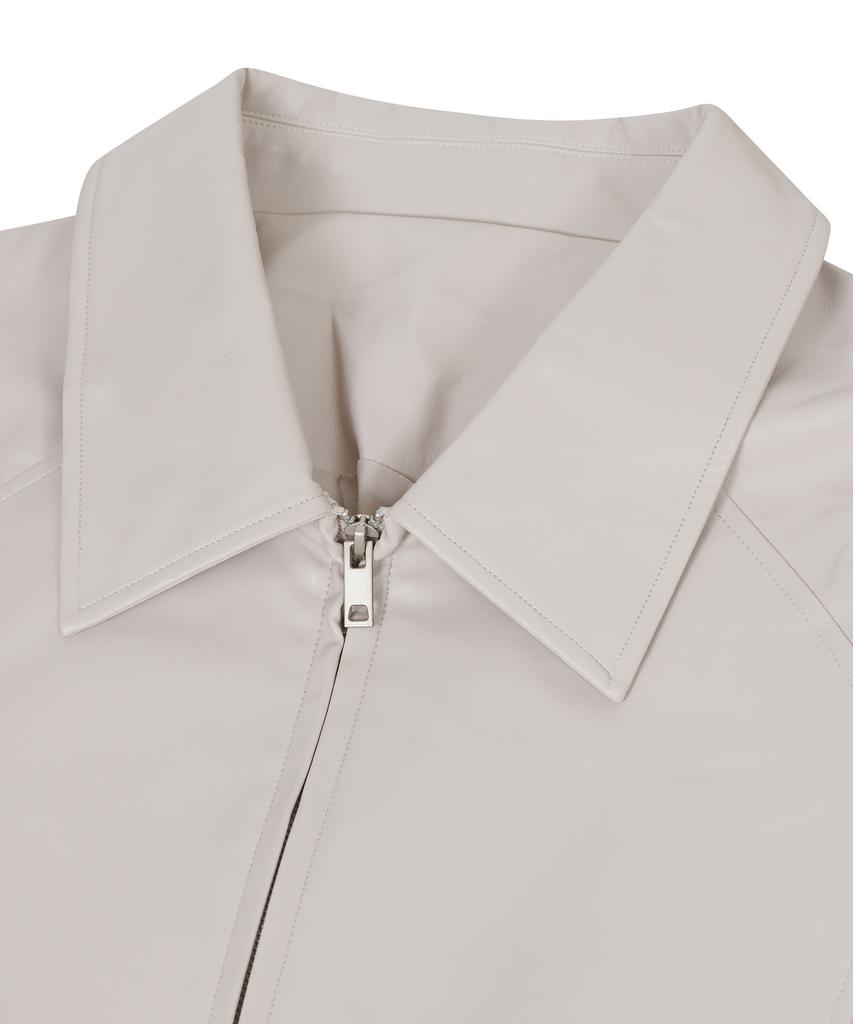 Standarderror 87-Stan058 Raglan Leather Blouson Jacket Ivory