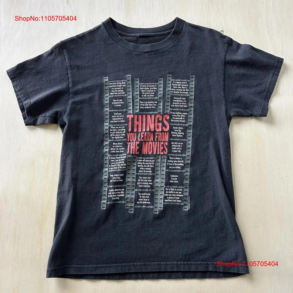Y2k Things You Learn From The Movies T Shirt Unisexs Small Black Partyland Humor Vintage Soft Fashion