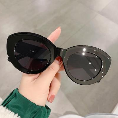Óculos de Sol Cat Eye Oversized Populares para Mulheres Lentes Ovais Fofas Armação Grossa Óculos de Sol Chiques Estilo Retrô Óculos