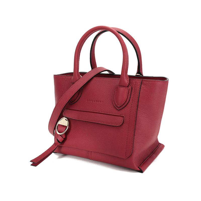Longchamp Sac à bandoulière 22 Poignée Courte Cuir Granulé Sac à bandoulière Petit Sacs à main pour femmes Rouge Framboise 10103HTAP59