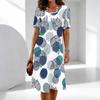Women's Fashion Graceful Beautiful Flower Butterfly Print Summer Spring Short Sleeve O-Neck Casual Dresses