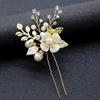Europe and America Cross Border Silver Leaves Handmade Twisted Beads U Shape Hair Clasp Pin Bridal Wedding Hairware Lot