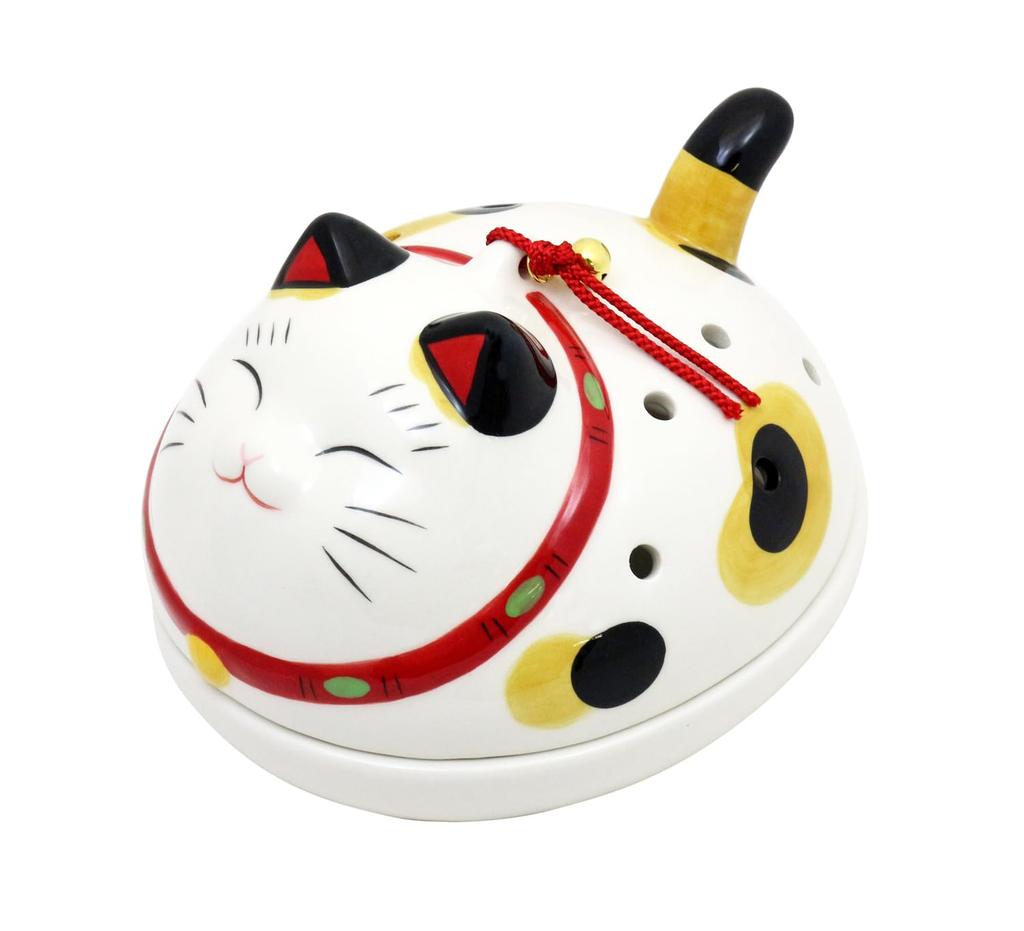Yakushi Kiln Mosquito Coil Flat Type Coil Happy Koi Koi Cat Holder, (Mosquito Holder)