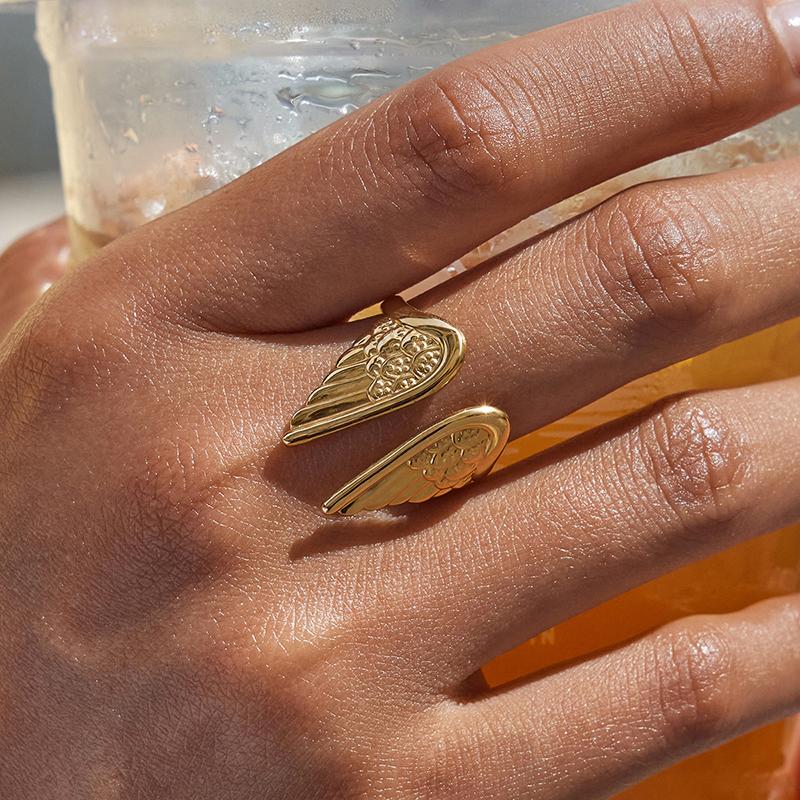 

Retro Angel Wings Ring For Women Adjustable Open Ring Handmade Designer Jewelry Unisex Accessories Gift OneSize