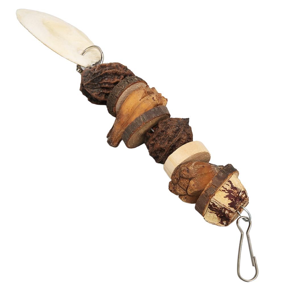 Bird Chew Toys Grinding Mouth Cuttlefish Bone Nuts Logs Hanging Parrot Chew Toy for Parrot Cage