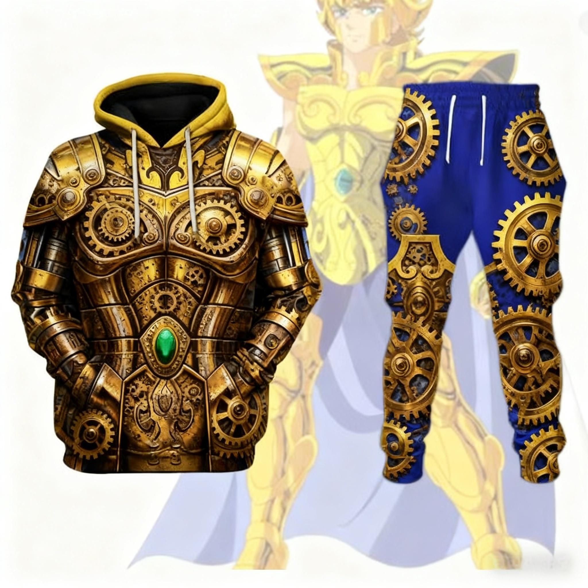 

Popular Cosplay Anime Saint Seiya printed hoodies pants sets 3D Street Harajuku Tracksuit sets Men s Sports jogging Set L