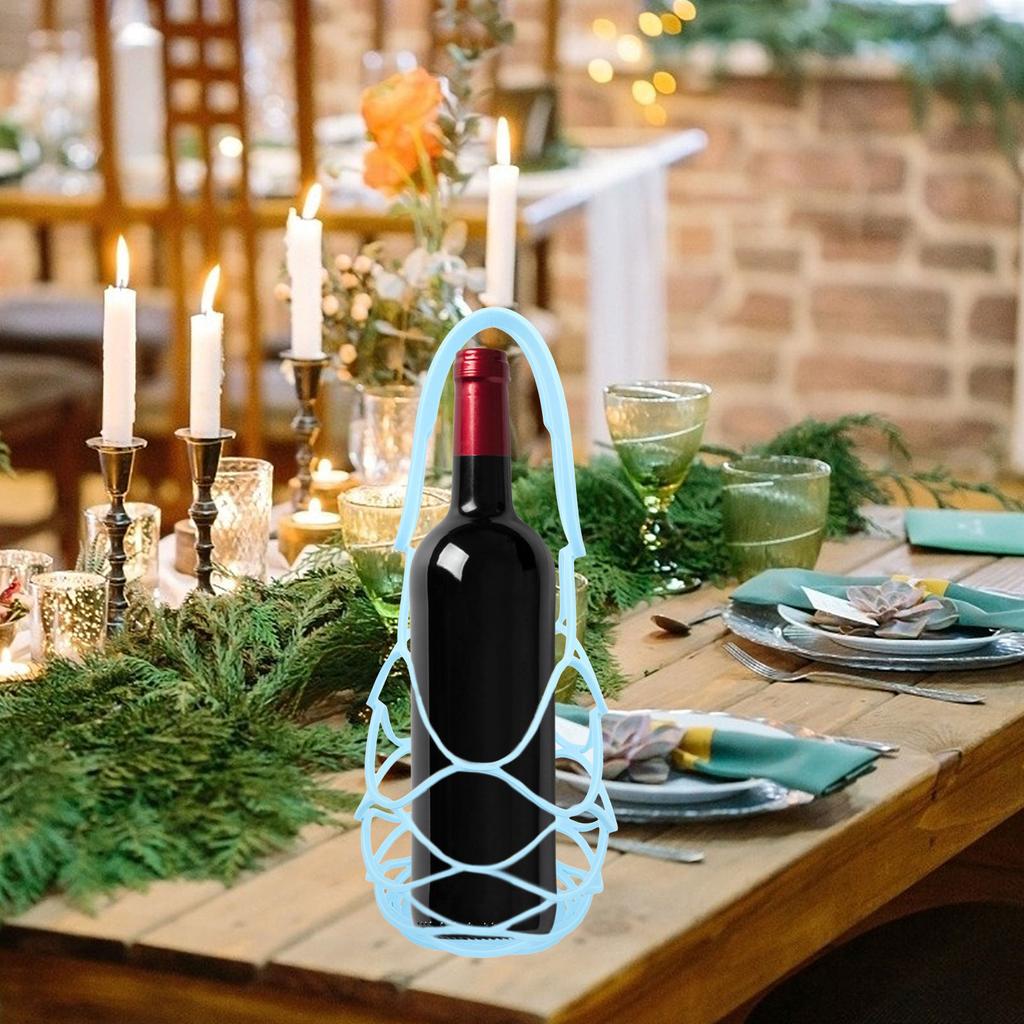 Multi-Use Silicone Wine Carrier Fine Workmanship Ideal for Hotel Bars Clubs Home Wine Bottle Coaster Mesh Holder