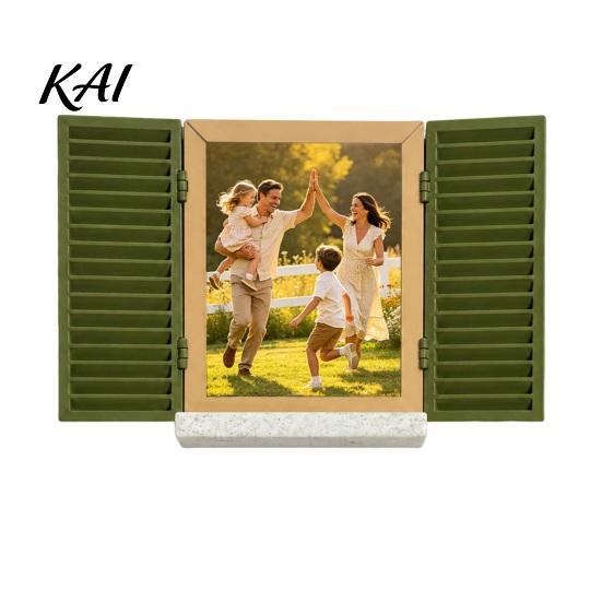 Hidden Key Storage Shelf Holder with Shelf, Mediterranean-Style Window Frame Photo Vacation Style Home Decoration Display Stand, Functional