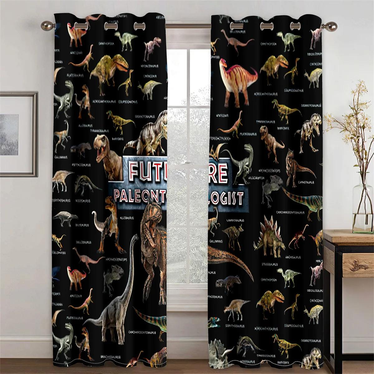 

3D Энциклопедия названий динозавров Забавные Дети Мальчики Ребенок Светофильтрующие Шторы Декоративный элемент Панели Шторы Отлично подходит для Спальни Гостиной 100W160H(CM)40x63in&Hook