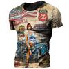 Vintage 66 Route T-Shirt für Männer, 3D-gedrucktes Biker-Motor-Herren-T-Shirt, übergroßes T-Shirt, Route 66 Racing, kurzärmeliges Camiseta