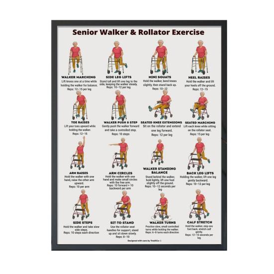 Chair Exercise Poster Seated Workout Chart Gentle Chair Yoga Movements Low Impact Exercise Guide for Seniors Beginners