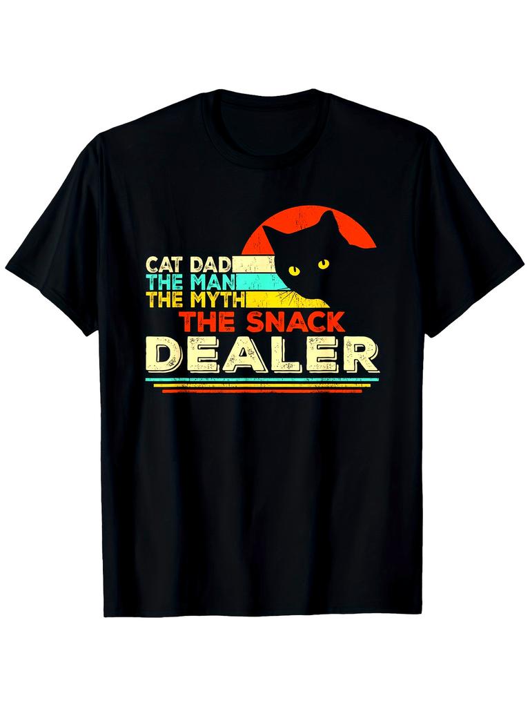 Cat Dad The for Man The Myth The Snack Dealer Retro Vintage Graphic T-Shirt -