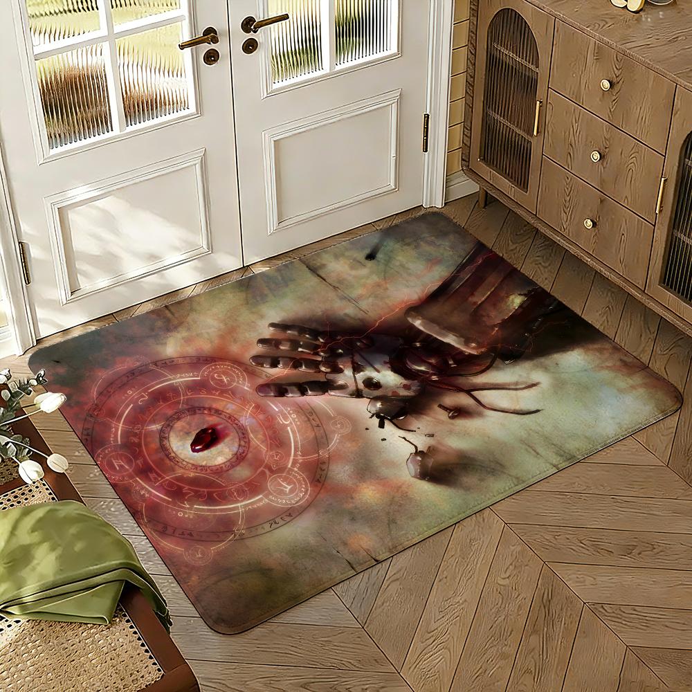Fullmetal Alchemist Floor Mat Soft Thickened Absorbent Non-Slip Bedroom Living Room Door Mat Home Decor Flannel Rugs