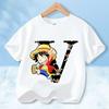 2026 New One Piece Letter A-Z Anime Luffy Gear  Cartoon Graphic Cotton T-shirt for Children Summer Sports Tees Casual Kids Tops