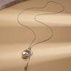 Simple geometric irregular round pendant sweater chain necklace