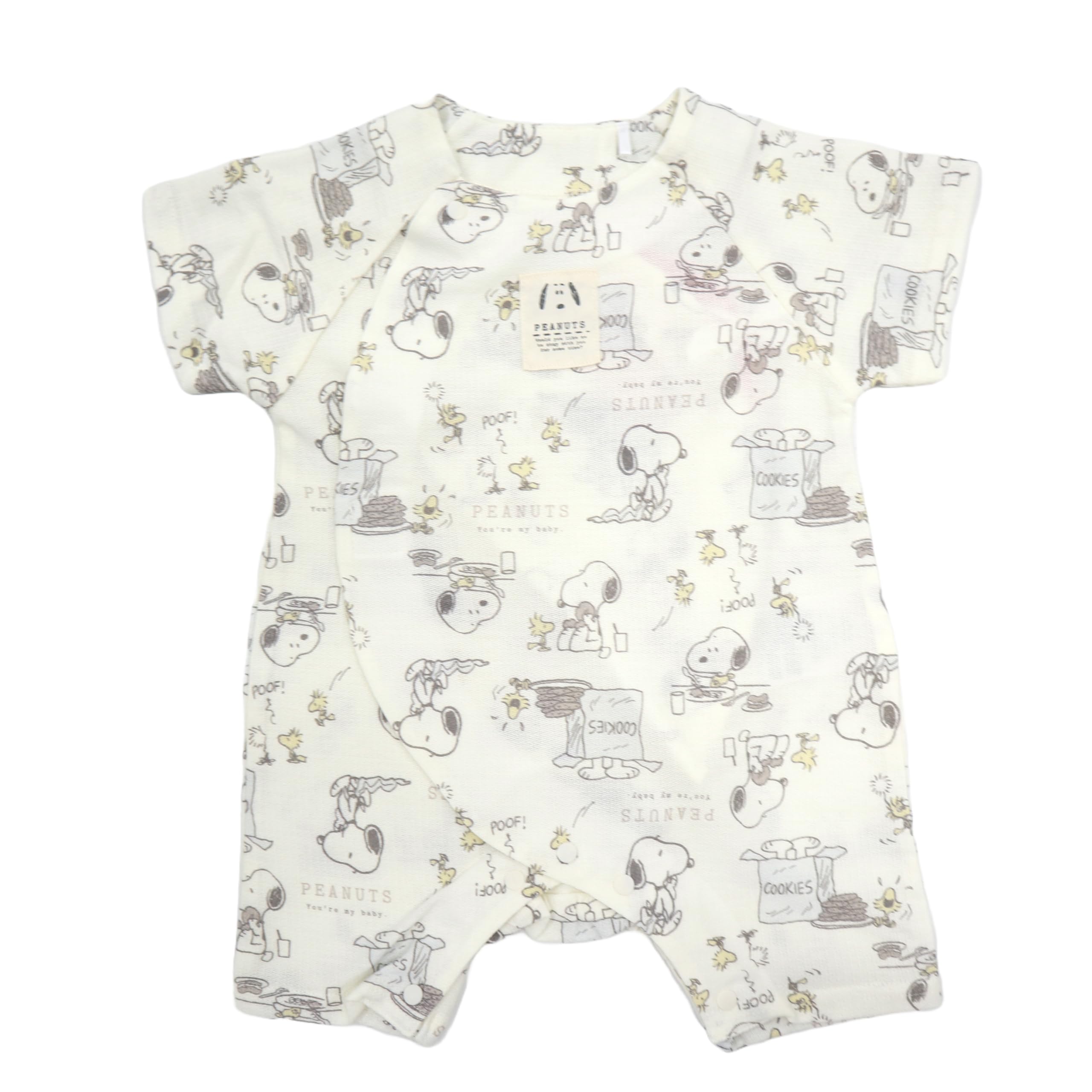 

Snoopy Short Front Baby [TAKIHYO] Pre-all, Pear-textured, All-over Pattern, Sleeves, Opening, Clothes, Boys, Girls, 215152622, 60-70