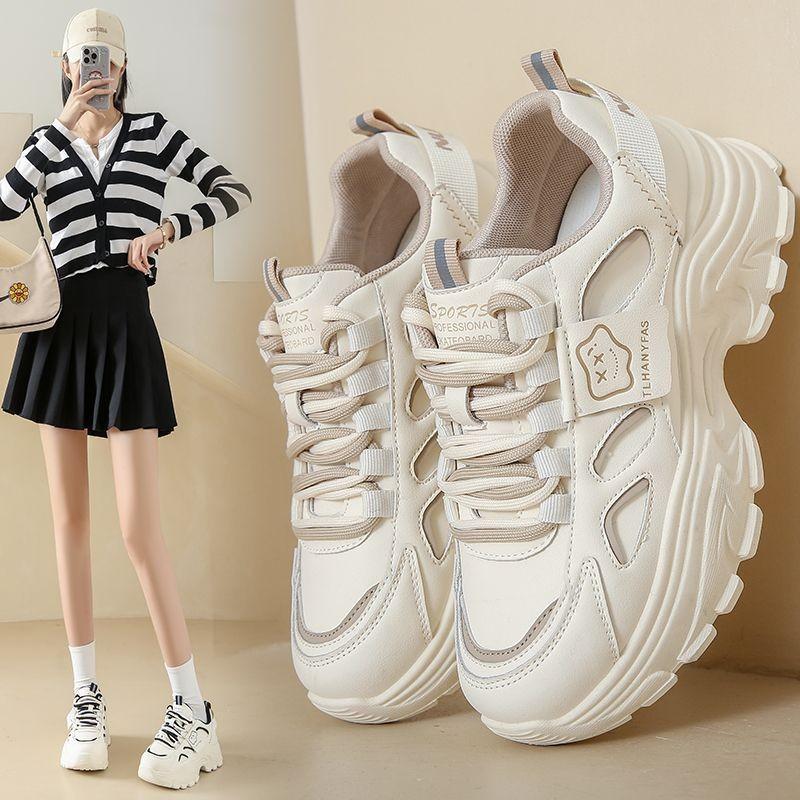 Women's Sports Shoes  Summer Leather Breathable Casual Versatile Dad Shoes