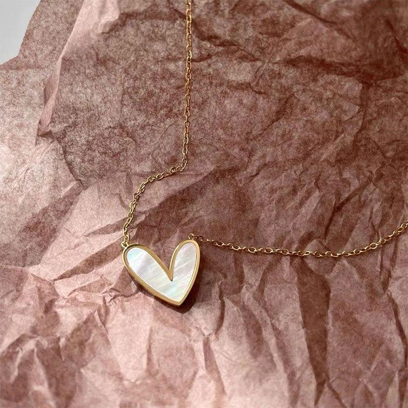 White Love Titanium Steel Necklace Women's Collarbone Chain