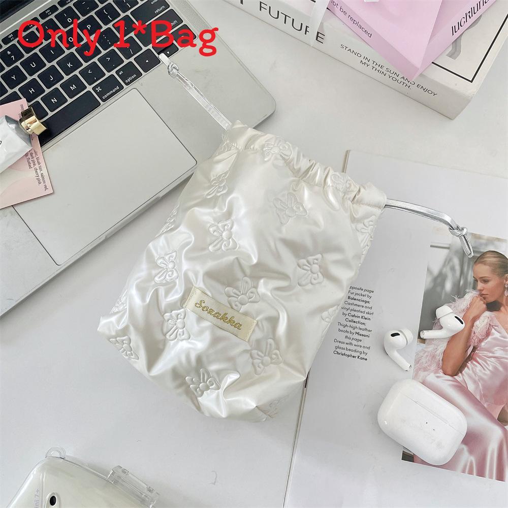 Portable Pu Girls Purse With Adjustable Drawstring For Travel And Makeup Storage