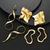 6pcs Retro Exaggerate Metal Irregular Design Earrings Set for Women Fashion Line Shape Twist Geometry Long Earrings Jewelry Gift
