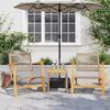 Garden Chairs 2 Pcs Beige Poly Rattan and Acacia Wood