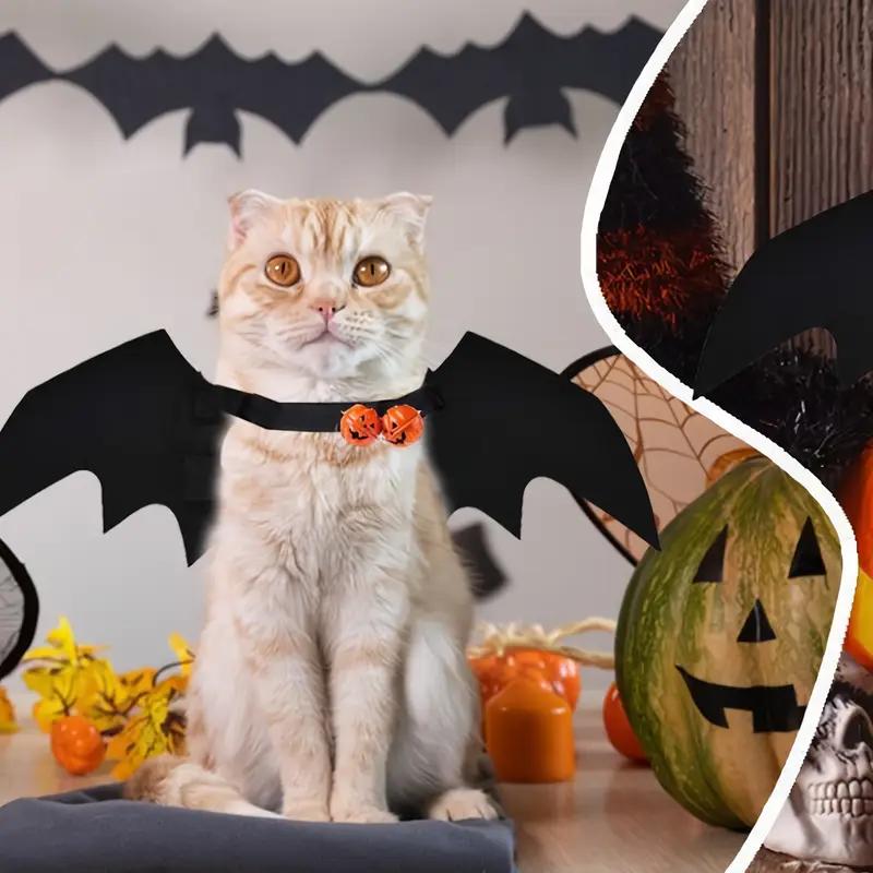 Halloween Bat Wings Pet Costume with Bell Chest Back Strap for Dog Cat Cosplay Clothes Party Holiday Dress Up Decoration Use