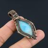 Larimar Pendant Gemstone Jewelry, 999 Copper Wire Wrapped Pendant, Handmade Jewelry Birthstone Pendant, Gift For Him