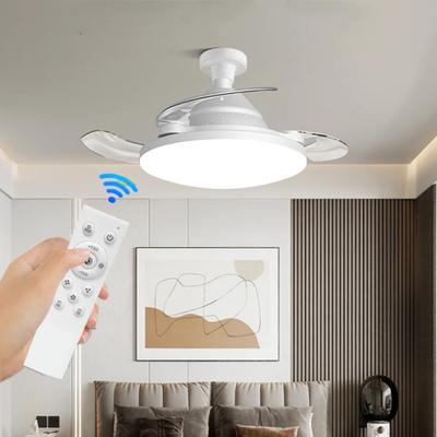 New E27 Silent Ceiling Fan Light Invisible Telescopic Blade Air Circulation Fans Silent Remote Control Dimming Bedroom Home Fans