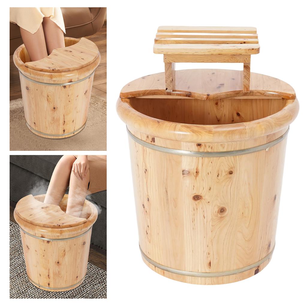 Wood/Brown Footbath Bucket,Wooden Footbath Bucket 40*40cm for Home,Health Clubs