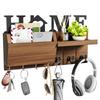 Key and Mail Holder for Wall, Wooden Key Holder and Mail Organizer for Wall Mount with 7 Hooks, Decorative Hanging Rustic Decor