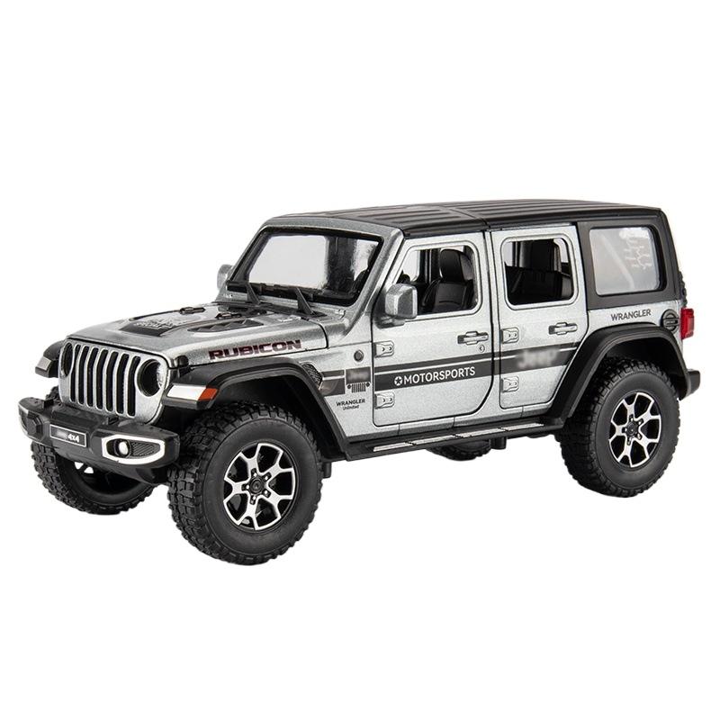 

1/22 Jeep Wrangler Rubicon литые игрушечные машинки из сплава металлическая игрушечная модель автомобиля со звуком и светом коллекция игрушек для детей в подарок серебряный