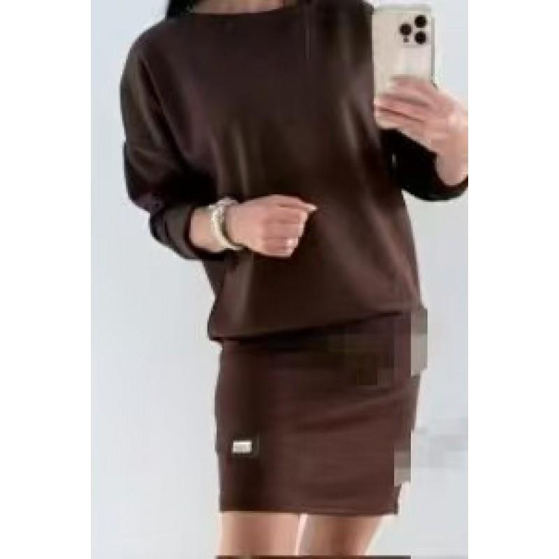 Weiches Strick-Langarmkleid-Set Mit High-Waist-Leggings Lässiges Winter-Outfit