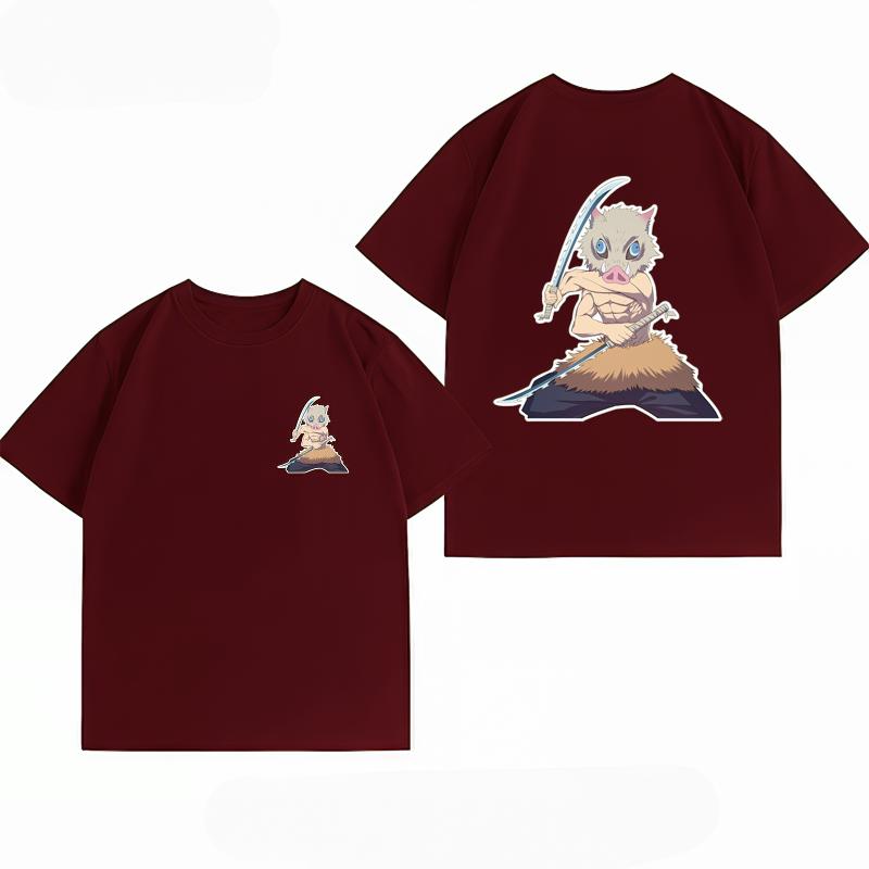 Unisex's Clothing New 100% Cotton Summer T-Shirt Demon Slayer Unisex's T-Shirt Inosuke Print Casual Unisex's T-Shirt