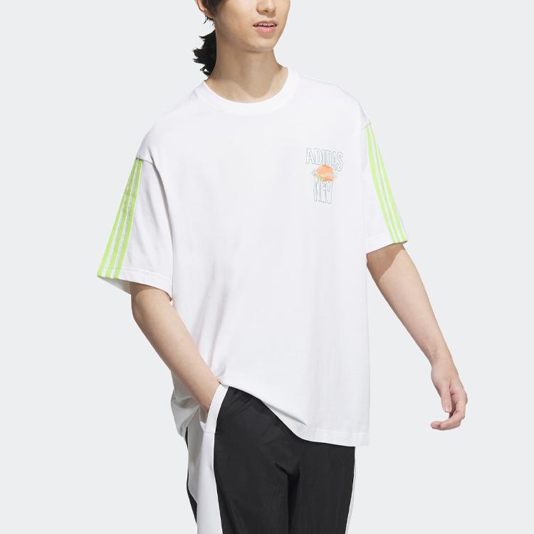 Adidas Neo Vibe Collective Tee With Letter Pattern Print Unisex Tops White IA6743