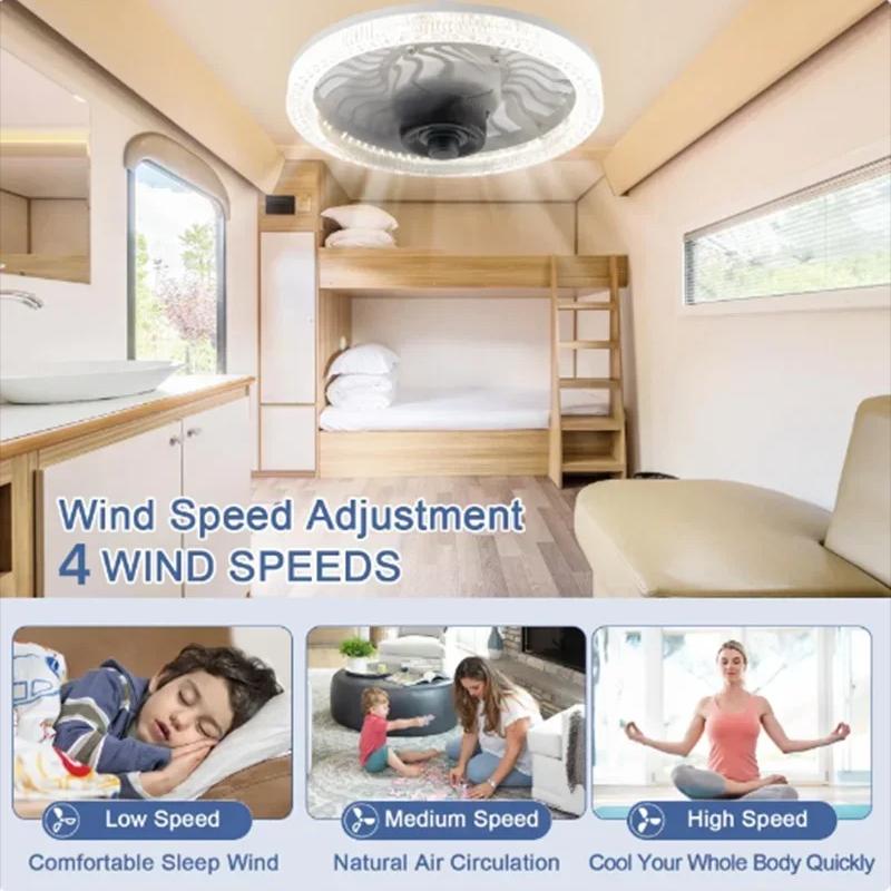 Smart Remote Control Ceiling Fan with LED Lighting Ceiling Fan with Lights Remote Control E27 Converter Base for Living Room