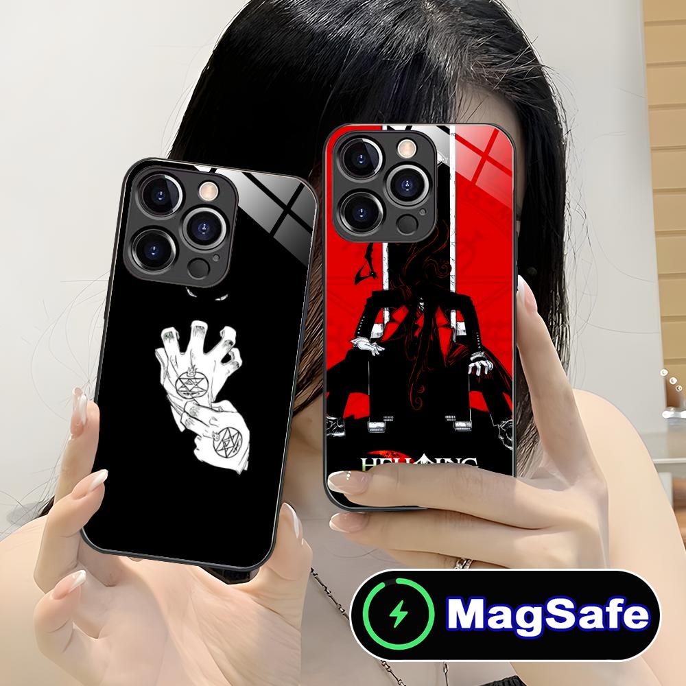 Anime Alucard Hellsing Phone Case for iPhone 17 16 15 14 13 12 11 Air Pro Max Plus Mini MagSafe Glass Colorful Cover Smartphone
