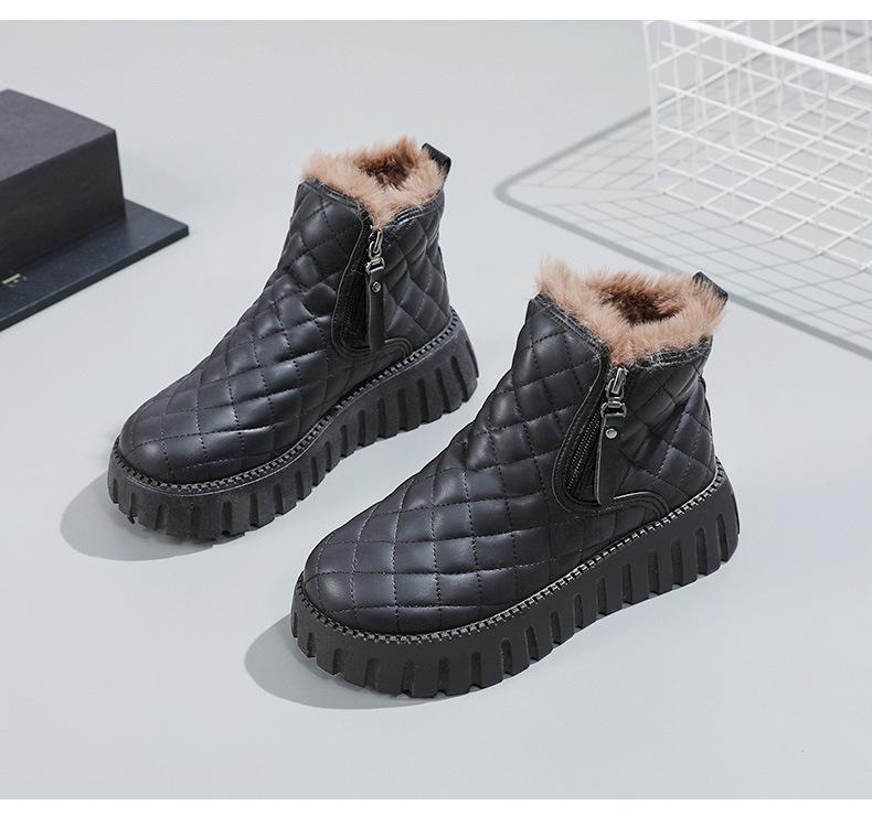 

Зимняя женская обувьзимние сапоги на платформе Теплая хлопковая обувь Короткие сапоги Повседневная обувь для улицы Высококачественные женские белые сапоги 35 чёрный