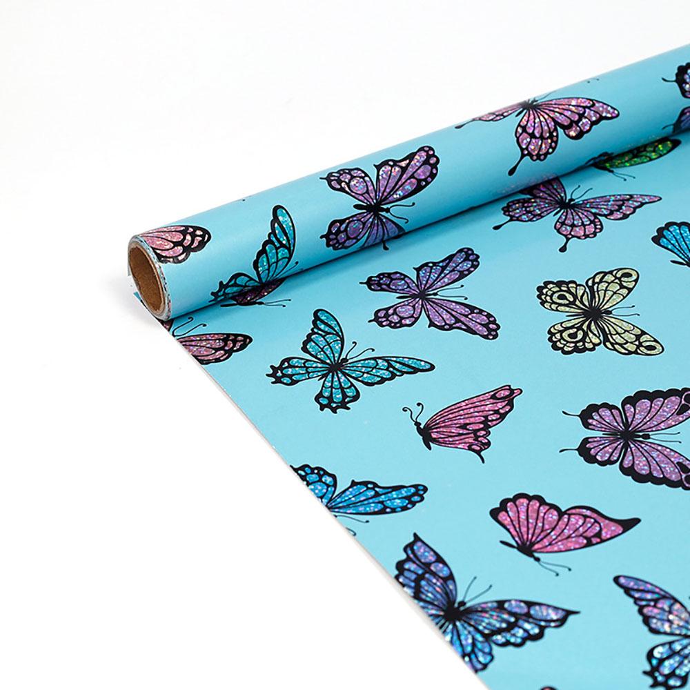 43x300cm Birthday Gift Wrapping Paper Laser Colorful Fish Scale Flower Pattern Gift Packaging Paper Birthday Party Decor Paper