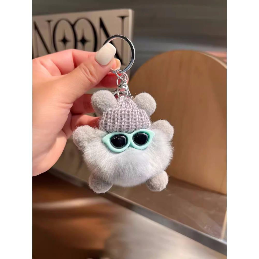 Pufos Păr de Iepure Rex Mică Minge de Cărbune Pandantiv pentru Geantă Geantă de Școală Păpușă cu Ochi Urâți Pandantiv Păpușă de Desene Animate Breloc Auto