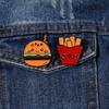 Cartoon Fast Food Figure Enamel Brooches Hamburger And French Fries Shaped Pins For Backpack Bag Dress Badge