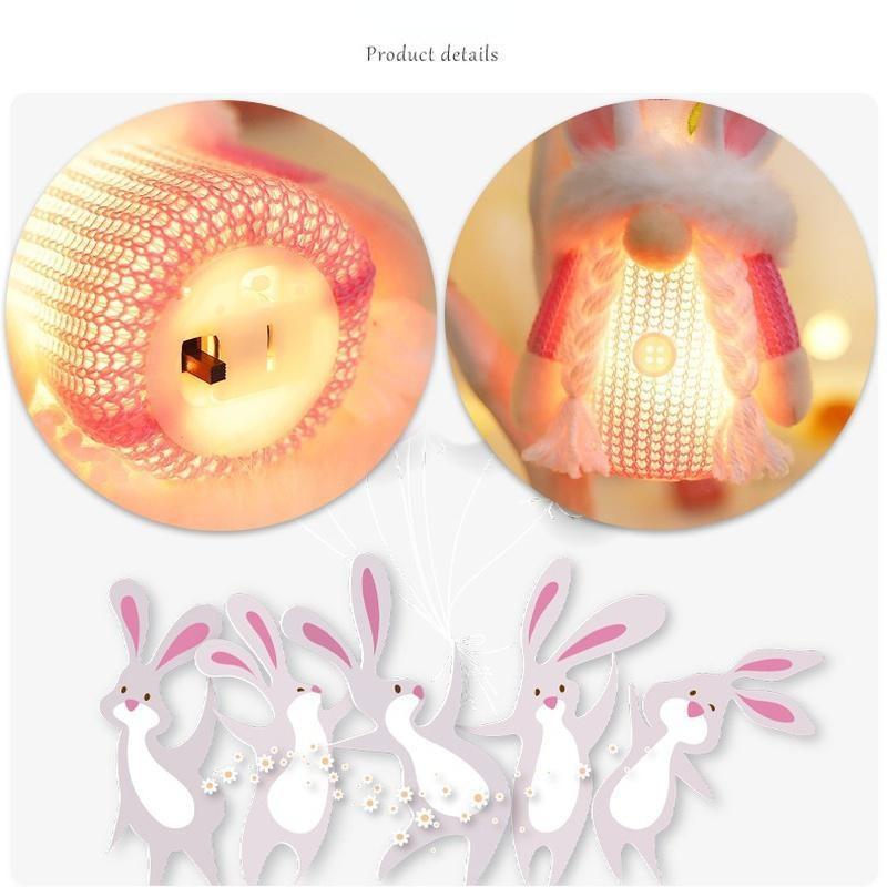Neue LED Leuchtende Ostertags-Puppendekoration Rosa Liebe Vlies Leuchtende Gesichtlose Puppe Ostergeschenk 1 Stück