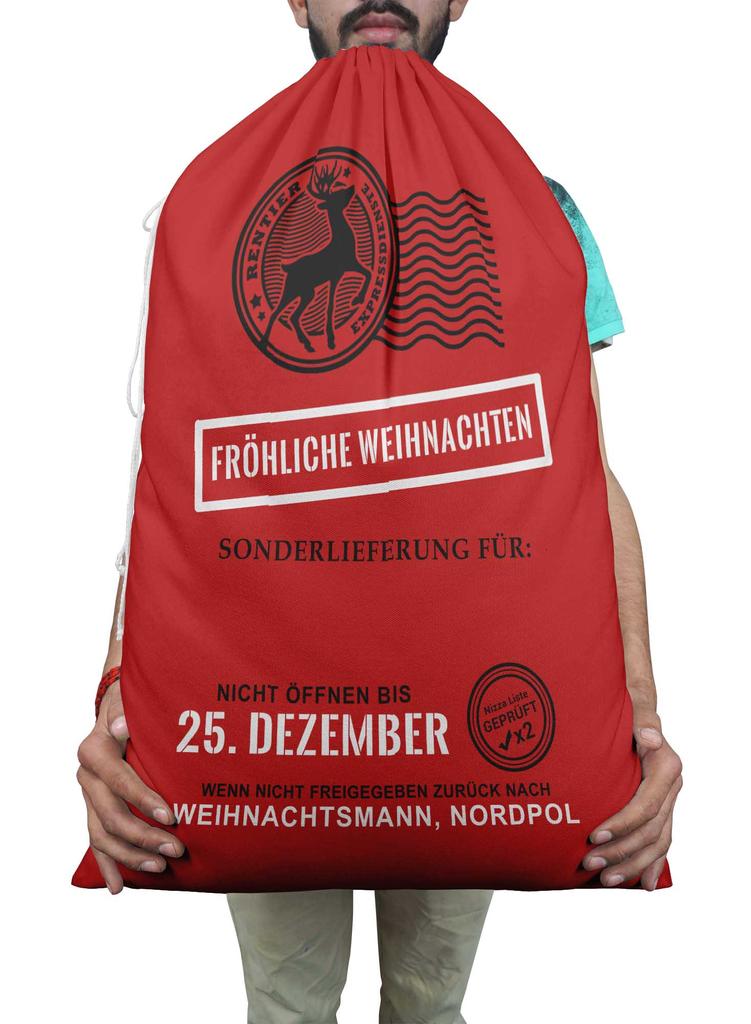 Printtoo 2 Pcs Large Santa Sacks With Drawstring Canvas Xmas Gifts Bags For Kids Christmas 27x20 Inch