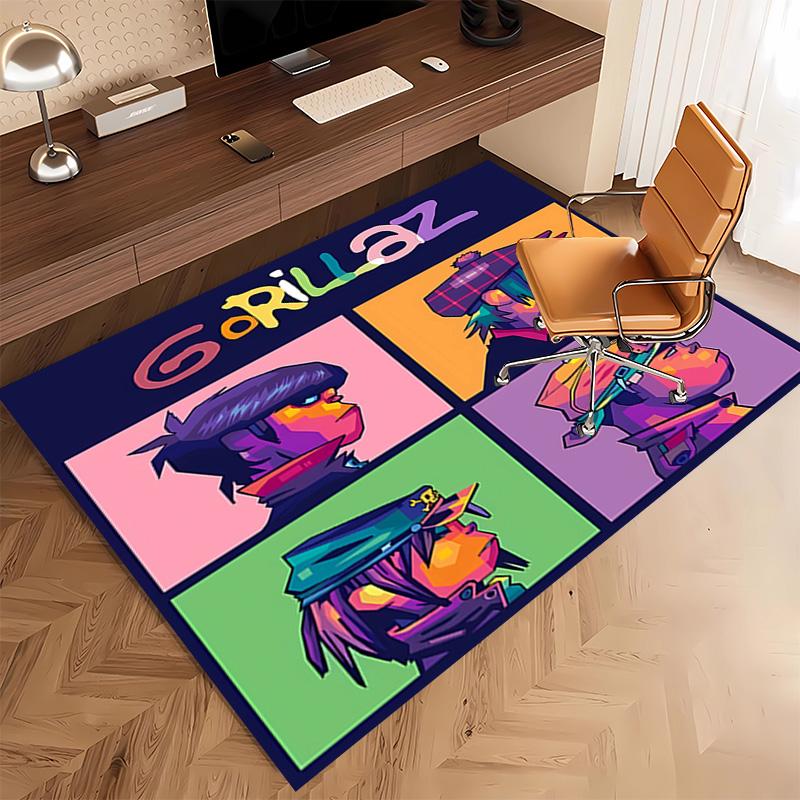 1pc Gorillaz band Print Area Rug - Soft, Washable Non-Slip Indoor Mat, Living Room, Home Office Decorative Rug,Office Decorative