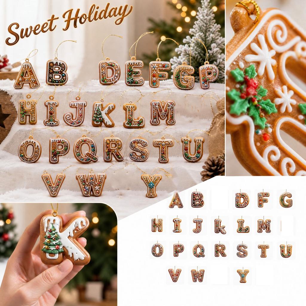 Christmas Hanging Ornaments 26 Letters for Holiday Tree Decor