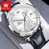 OLEVS Men's Watches Casual Fashion Leather Strap Waterproof Luminous Date Week Original Brand Quartz Wristwatch for Man Trend