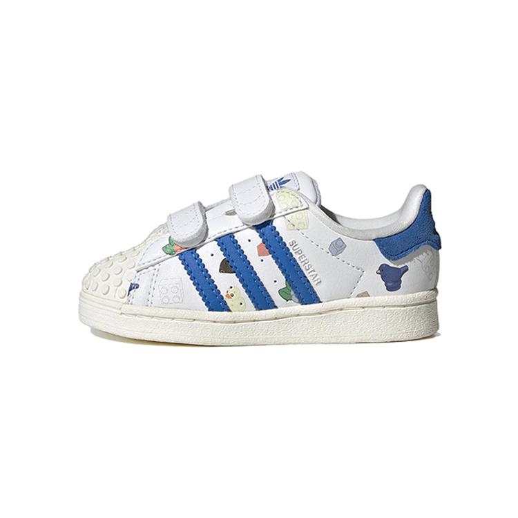 

LEGO x Adidas Originals SUPERSTAR CF Slip Resistant Abrasion Resistant Low top Toddler Shoes White Blue IF2199 23.5