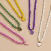 Bohemia Chokers Necklaces Women Arcylic Beads Jewelry Necklace Heart Decoration